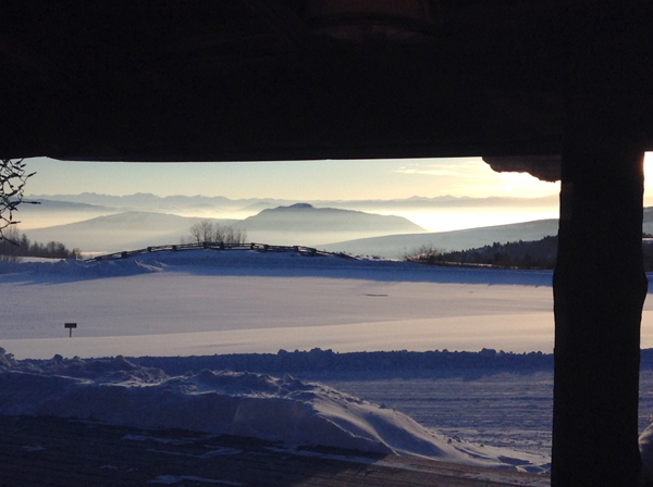 Winter view from the Lodge Porch